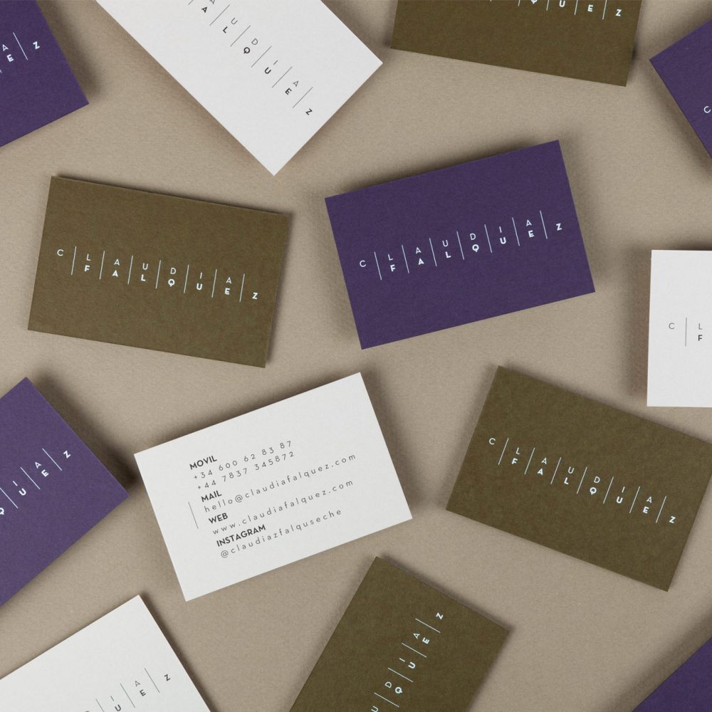 Business cards for Claudia Falquez